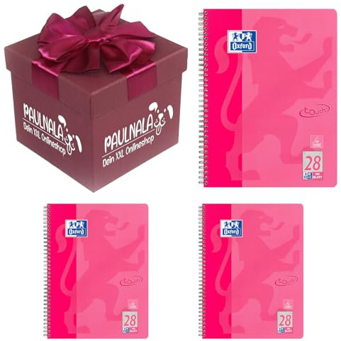 Oxford Touch Collegeblock A4 kariert, mit Doppelrand, 80 Blatt, pink inkl. Überraschungsgeschenk von Paulnala.de (3, Pink)