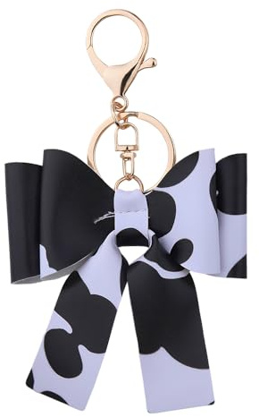Guqqeuc Leopard Print Bow Keyring for Women Girls Handbag Bag Charms for Women Purse Bow Leopard Print Keychain for Car Keys