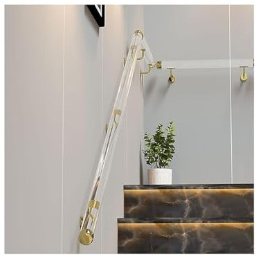 Treppenhandlauf aus klarem Acryl – rutschfeste, transparente Treppenhandläufe für Innen- und Außentreppen, Wandmontage-Geländer-Komplettset für ältere Kinder (Silber, 600 cm)