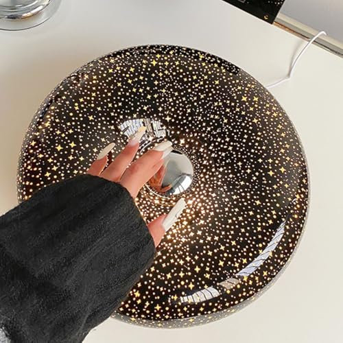 LOGT Donut Wandlampe mit Kabel und Stecker Wandleuchte Touch Dimmbar LED Wandbeleuchtung lnnen Rund Donut Lampe Modern Ring Deko Wand Leselampe Tischlampe Star Design Kinderzimmerlampe Glas Schirm