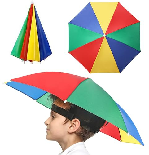 SUQ Faltbare Angelschirm Regenschirmhut, Outdoor Hands Free Schirmmütze, Regenschirm-Hut, Regenschirm Hut klein Sonnenschirm Hut, Sonnenschutzkappe für Outdoor Aktivitäten, Wandern Strand (Farbige)