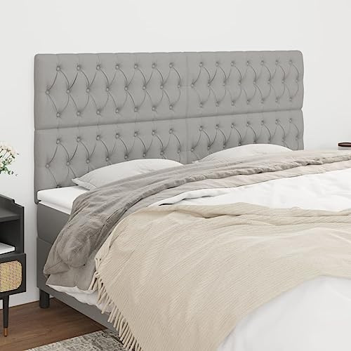 Mandloder Hellgraue Kopfteile 4 STK., 100x7x78/88 cm Stoff, Höhenverstellbare Wandpaneele für Schlafzimmer, Robuste Holzbeine, Komfortables Bett-Kopfteil