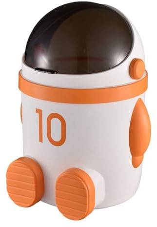 Osmond Home Decor Large-Astronaut-Themed Trash Can with Lid Capacity, Ideal for Living Room & Bedroom, Orange
