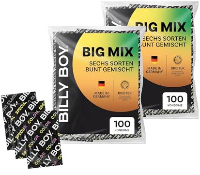 BILLY BOY Kondome Big Mix 200er | 56 mm | Kondommix in breiter Passform | verschiedene Sorten bunt gemischt | (2x100 Stück)