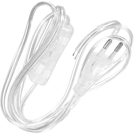BUGUUYO Transparentes und Selbstgemacht Projekte für Pendelleuchten Sicher und Zuverlässig Lampenkabel mit Eu Stecker Verlängerung 1,8m PVC und Kupfer