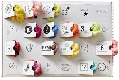 Garn-Adventskalender 2024, 24-tägiger Weihnachts-Countdown-Adventskalender, enthält Garne in verschiedenen Farben, Weihnachtsgeschenke für Nähbegeisterte