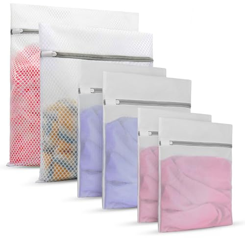 6 Pack Mesh Laundry Bags,Reusable Large Laundry Bags for Washing Machine | Washing Bags for Laundry with Zips,Delicates Mesh Bags for Clothes,Socks,Underwear, Bra(30x40/40x50/50x60/60x60)