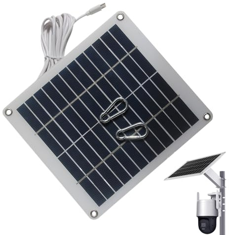 Panneau solaire 50 W – Panneau de charge en polysilicium 12 V | Chargeur de moniteur de sécurité compact de type C | Pour batterie extérieure, jardin, camping-car, camping de secours