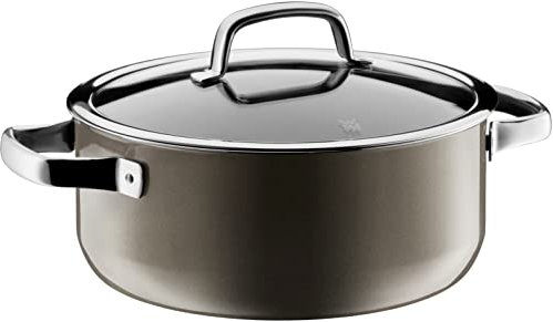WMF Fusiontec Mineral Faitout grande 24 cm avec couvercle en verre Compatible induction 4,4 l Céramique high-tech Anti-rayures Marron