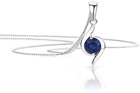 OROVI – Halskette aus 9 Karat (375) Weißgold mit Saphir (0.46 ct) – filigrane Gold Kette Damen mit blauem Edelstein Anhänger – inkl. Schmuckbox zum Verschenken – allergenfrei & handgemacht (45 cm)