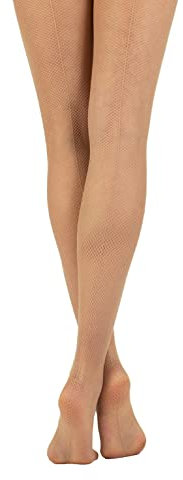 CALZITALY Netzstrumpfhose mit Hinterer Naht | Net Strumpfhose mit Naht hinten | S/M, L/XL | Schwarz, Hautfarbe | Made in Italy (L/XL, Hautfarbe)