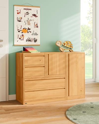 Original Laura Stufenkommode von BioKinder® | Regalwand aus Regalwürfeln, Stufenregal, Kommode, wandelbar | aus 100% Massivholz, mit bioola natürlich geölt, Erle