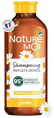 Naturé Moi - Shampooing Reflets Dorés - Soin Cheveux Cheveux Blonds - Shampooing Sans Sulfate - Ravive les Reflets - Camomille Bio - 95% d'Origine Naturelle - 250 ml - Fabriqué en France