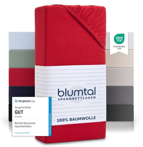 Blumtal® Basics Spannbettlaken Topper 180x200cmJersey im 2er Set - Bettlaken 180x200cm aus 100% Baumwolle - Oeko-TEX zertifiziertes Spannbetttuch 180x200cm - Topper Spannbettlaken 180x200cm - Rot