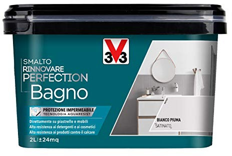 V33 Smalto Rinnovare Perfection Bagno Bianco Piuma Satinato 2 L
