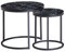 FineBuy Design Beistelltisch 2er Set Marmor Optik Rund, Couchtisch 2-teilig Tischgestell Metall, Kleine Wohnzimmertische, Moderne Satztische