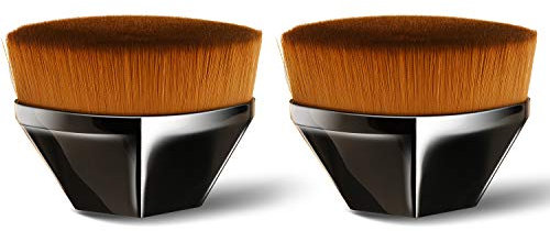 Endoto® 2 Stück Foundation Pinsel Make up Pinsel Kabuki Flat Top Gesicht Blush Foundation Wonder Brush zum Mischen von Flüssigkeit, Creme, Concealer (Schwarz+Schwarz)