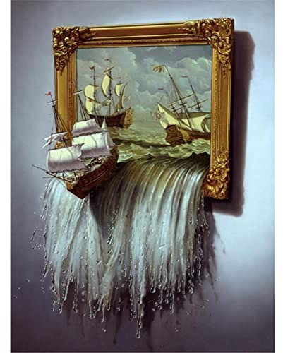 YSCOLOR Diamant Painting 5D Hand DIY Diamant Malerei Boot Kreuzstich Runde Schiff Diamant Stickerei Dekoration Diamant Mosaik 30X40cm