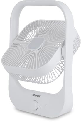 GEEPAS Silent Desk Cooling Fan | 3 Speed USB Rechargeable 1200mAh, 5-7h Runtime, LED Light, 180° Adjustable Mini Air Circulator for Bedroom, Office, Table Use