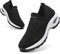 Chaussure Femme Sneakers Chaussures Orthopediques Legere sans Lacets Tennis Confort Outdoor de Jogging Sport Fitness Gym Athlétique Respirante Air Course Noir et Blanc 39 EU