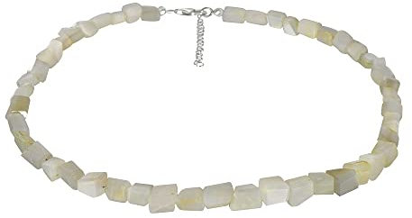 ELEDORO echter Weißer Mondstein Halskette Collier für Damen aus Silber 925 rhodiniert Karabiner 48cm plus 5cm lang