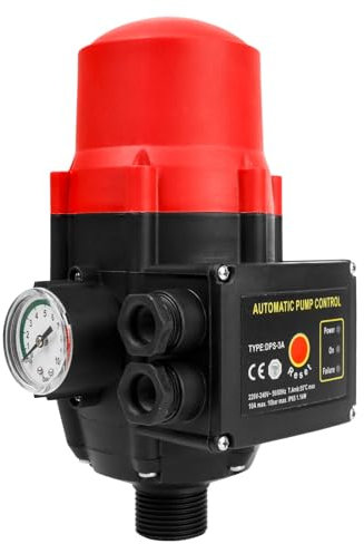 Sonnewelt 1100W 9000l/h Elektronische Pumpensteuerung, 10 Bar Druckschalter für Wasser, Druckwächter, IP65 Druckschalter für Wasserpumpen, überwacht den Wasserdurchfluss (1.5-2.2 Bar)