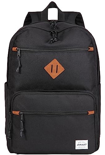 RAVUO Mochila Escolar, Casual Mochila Hombre Impermeable Mochila Escolars Adolescentes Grande Mochila Instituto Ligera Mochila Portatil 15.6 Pulgadas para Universidad Viaje Trabajo,Nergo