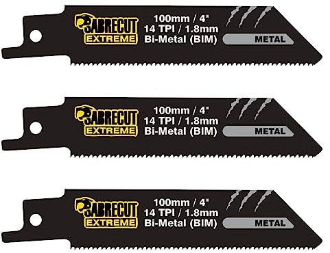 3 x SabreCut SCRS522BF 100mm 14 TPI S522BF Hojas de sierra de sable de corte rápido de metal