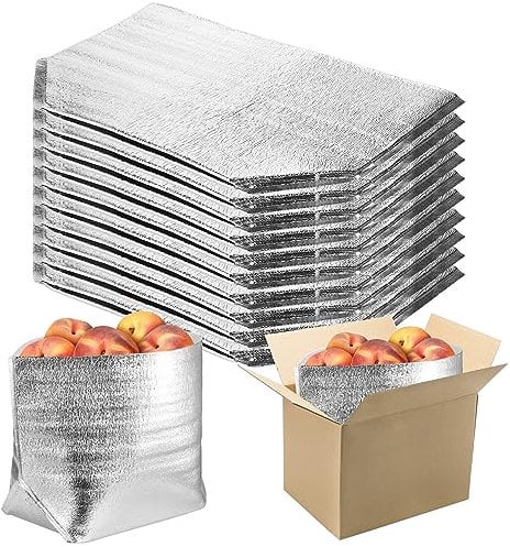 ZEAYEA 10 Pack Insulated Shipping Bags, 13.2 x 8.7 x 13.2 Thermal Box Liners for Frozen and Hot Food, Large Waterproof Reusable Insulation Bags for Shopping Bag Insulation Lining Camping Picnic