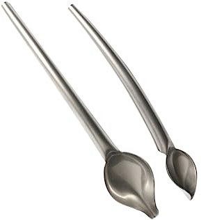 KICHOUSE 2 Pcs Stainless Steel Culinary Drawing Spoons Multi Use Precision Tools for Cake Decorating Dessert Presentation and Serving Ideal for Chefs and Home Bakers