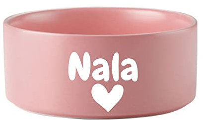 Personalisierte Keramik-Hundenapf Individueller Haustier Name Katze Keramiknapf Welpen Hund Futternapf Boden rutschfest Überlauf Futternapf Kätzchen Welpen Futter Haustier Fütterung Wassernapf (Pink)