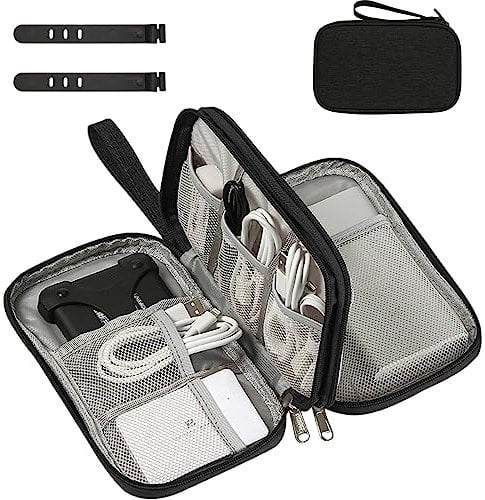 OdiuK Portable Cable Organiser Bag Travel Organiser Double-Layer Cable Organiser Bag All-in-One Electronics Case for Tech Accessories, Charger, Power Bank,Earphone,Stylish Travel Gear for Men & Women