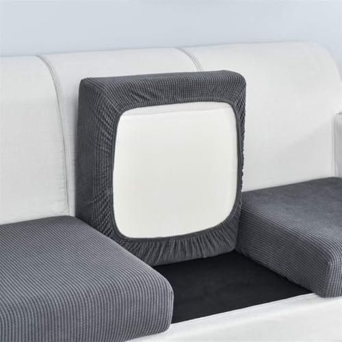 Sofa Sitzkissenbezug, Sofa Überzug Stretch, Sofakissen Schonbezüge Ersatz, Husse Überzug Bezug Für Sofa Sitzkissen, Couch mit Elastischem Boden, rutschfest Stoff Tartan (Dunkelgrau,1-Sitzer)