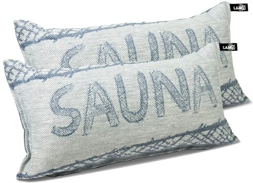 Jokipiin Premium Saunakissen 2X Tampere 40x22 cm - 100% Made in Finland - Leinen & Baumwolle - Ökotex Zertifiziert - Wellness Kopfstütze & Nackenkissen für Sauna Spa & Erholung