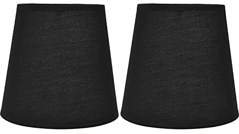 2 Stück Kleiner Lampenschirm, E14 Schraube in Meson Stoff Lampenschirm | 11.2x15.2x14cm Lampenschirm für Schlafzimmer, Nachttisch, Kronleuchter, Wandlampe (Schwarz)