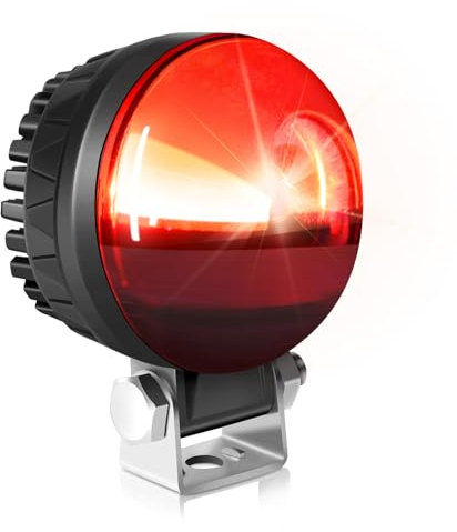 Dinfu LED ronde rouge Chariot élévateur à fourche Eclairage de l'entrepôt Feux latéraux du chariot élévateur Phares d'avertissement 30W DC 12-110V forklift
