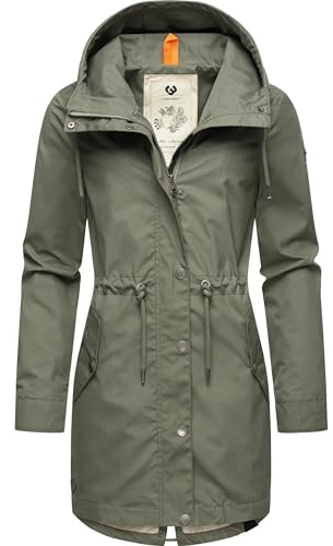 Ragwear Damen Übergangsjacke leichte Jacke lang mit Kapuze Canny Olive24 Gr. XL