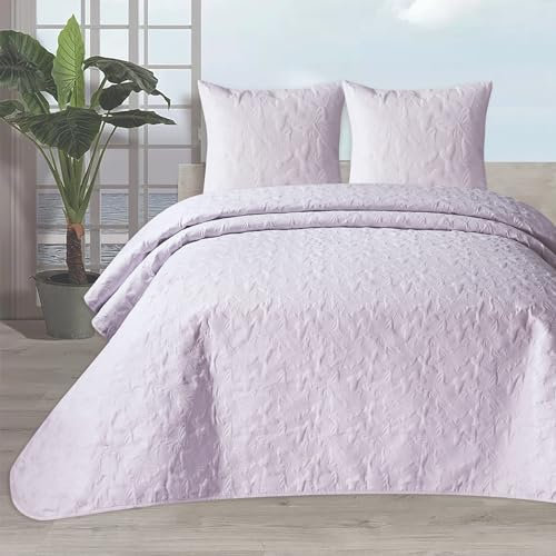 DHESTIA HOME - Colcha Bouti de Verano para Cama con Cojines Modelo Mariposas - Color Lila, Talla Cama 90/105