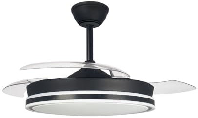CRISTALRECORD Ventilador LED aspas retráctiles Supereco Negro 45W 4400Lm CCT