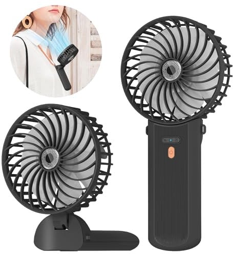 Lepwings Ventilatore Portatile, Mini Ventilatore USB Ricaricabile con 4 Velocità e 16h di Autonomia, Silenzioso e Pieghevole, Ventilatore da Collo per Casa, Ufficio, Viaggio, Estate – Nero