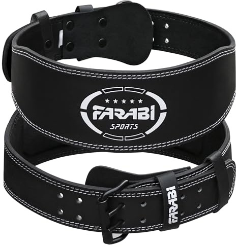 Farabi Sports gewichthebergürtel herren damen 100% echtes Leder lifting belt 4 wide gym gürtel, Powerlifting Belt für Fitnessstudio und Bodybuilding