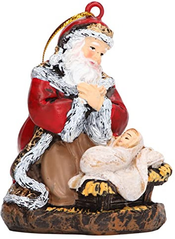 Aladeno Babbo Natale in resina per decorazioni per l'albero di Natale, decorazione natalizia, per la casa, le vacanze, decorazioni natalizie e regali, ciondolo natalizio per