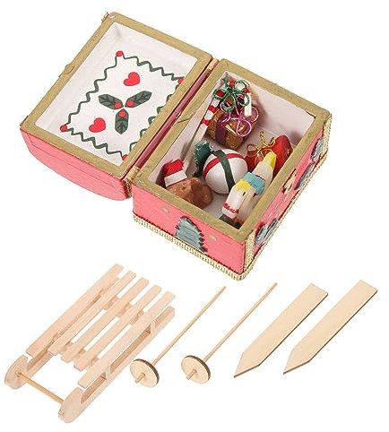 UPKOCH 1set Mini Sleigh Ornament Christmas House Decoration Miniature Accessories for Festive Scenes Safe Material Lightweight Vivid Design