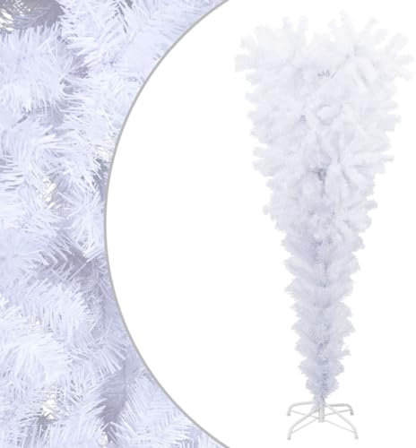 alberi di natale con luci led incorporate,albero di natale pino innevato,Albero di Natale Artificiale Capovolto con Base Bianco 120 cmAdatto per camera da letto, soggiorno, patio, Natale