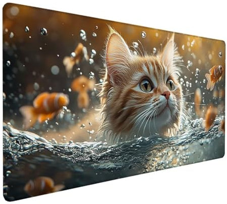 Grey Large Mouse Mat, 800x300x3 mm Extended Gaming Mouse Pad Cartoon Desk Mat With Non-Slip Rubber Base, Waterproof Soft Cloth Mousepad, Stitched Edges Desk Pad for Home Office, Gifts for Men Z-8