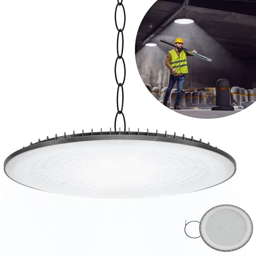 YRHome 500W LED UFO High Bay Industriebeleuchtung 18000LM 6000-6500K Kaltweiß Industrielampe Hallenbeleuchtung Hallenstrahler Hallenleuchte Werkstattbeleuchtung IP65 Wasserdicht für Fabriken Lager