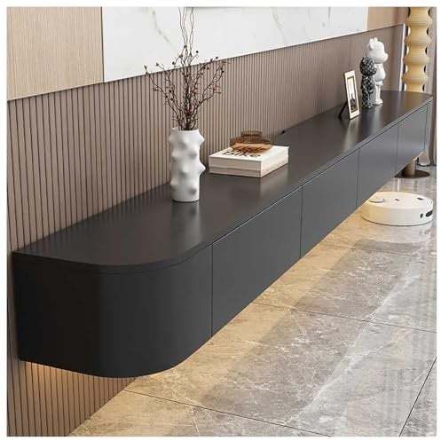 Aipunlus Wall Mounted TV Unit, Floating TV Stand Cabinet, Black Floating TV Cabinet with Doors in Media Wall Unit, Entertainment Storage TV Console for Living Room and Office (Black, 120cm/47.2in)