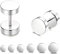 Uwiyo 6 Pairs Stud Earrings, Stainless Steel Dot Stud Earring for Men Women Silver Black Screw Flat Back Earring Fake Plug Screwback Earrings Piercing Set Unisex, 3-8mm (Silver)