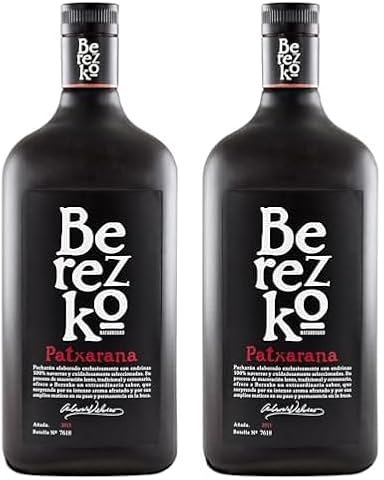 Berezko - Patxarana - Botella de Pacharán 1000 ml, El embalaje puede variar (Paquete de 2)