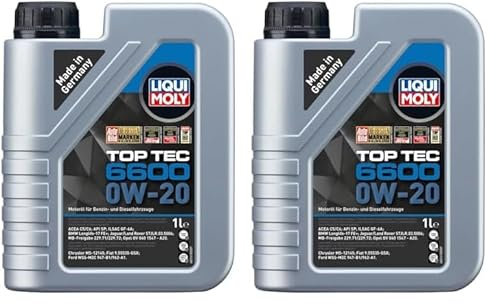 LIQUI MOLY Top Tec 6600 0W-20 | 1 L | Synthesetechnologie Motoröl | Art.-Nr.: 21440, farblos (Packung mit 2)